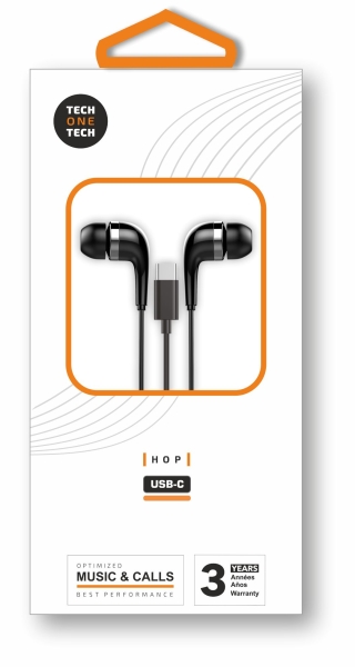 TechOneTech ear Tech Hop Auricolari intraurali USB-C - Microfono integrato - Cavo da 1