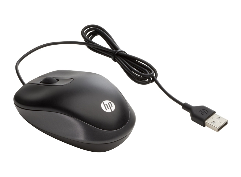 Mouse da viaggio HP USB - 1000 DPI - Design ultraleggero e supercompatto per i viaggi - 2 pulsanti + rotellina di scorrimento - Ambidestro - Colore Nero