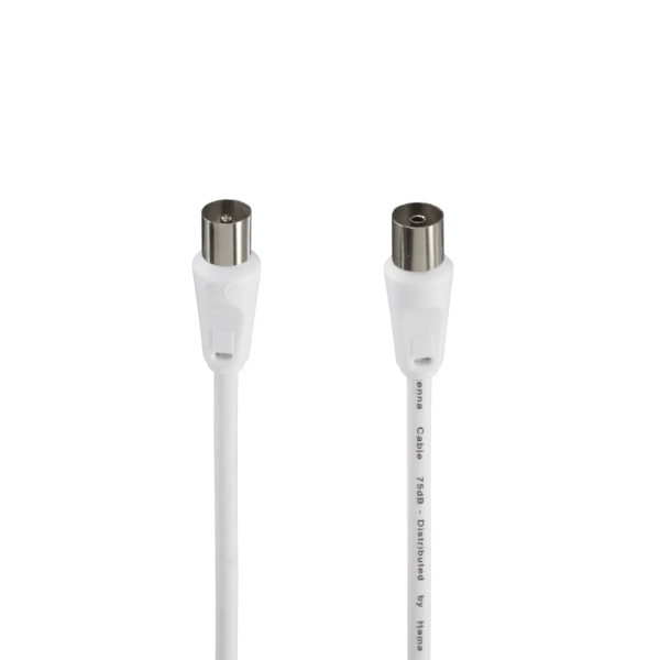 Cavo coassiale per antenna Hama Entry Maschio/Femmina - Lunghezza 3 m - Schermatura 75 dB - Impedenza 75 Ω - Colore Bianco