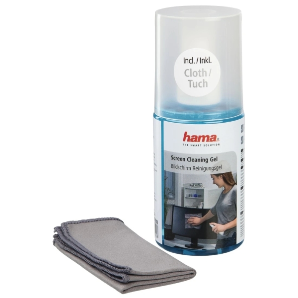 Hama Detergente per schermi - Capacità 200 ml - Panno in microfibra - Colore grigio