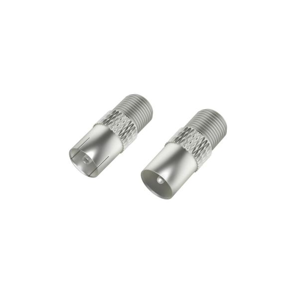 Set di adattatori Hama Essential per cavi Antenna - Coassiale femmina a F femmina - Coassiale maschio a F femmina - Colore Argento