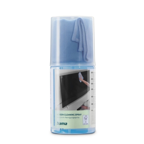 Hama Detergente per schermi - Capacità 200 ml - Panno in microfibra - Colore Blu