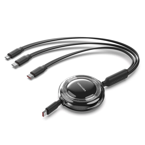 Cavo USB multiplo Vention - Potenza massima 100 W - Retrattile - Lunghezza regolabile fino a 1
