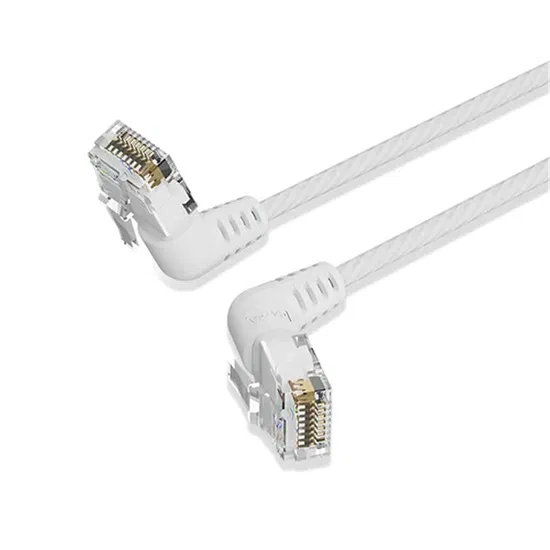 Cavo di Rete Vention Cat.6a UTP angolato - Slim - Lunghezza 3 m - Velocità fino a 10 Gbps - 32 AWG - Rivestimento in PVC - Testina girevole a 360° - Colore Bianco