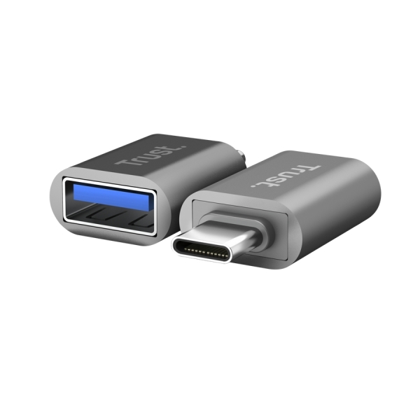 Trust Calyx Confezione da 2 adattatori USB 3.0 - USB-A Femmina - USB-C Maschio - 8x15x32 mm - Colore Grigio