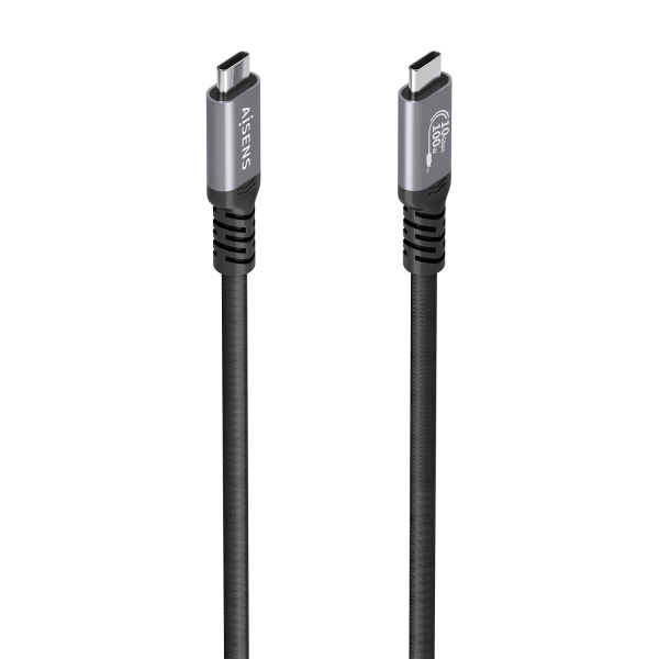 Cavo USB-C Maschio Aisens - Supporta fino a 100 W - Lunghezza 4 m - Velocità di Trasferimento fino a 10 Gbps - Risoluzione 8K - Alluminio - Colore Nero