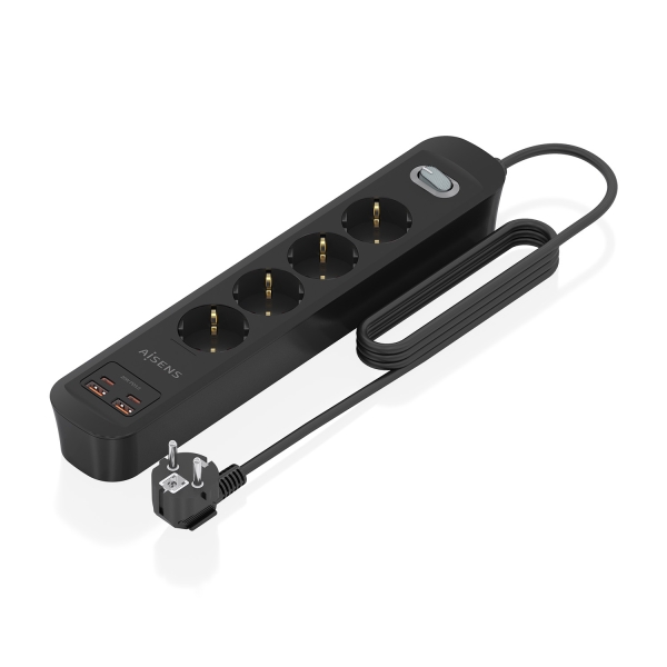 Aisens Presa Multipla con 4 prese Schuko - 2xUSB-C - 2xUSB-A - Cavo da 1