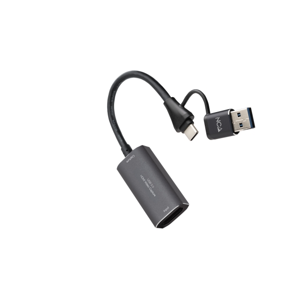 Nanocable Scheda di acquisizione video - HDMI 4K femmina - USB-C Maschio - Adattatore USB-A - Multisistema - Colore Grigio Scuro