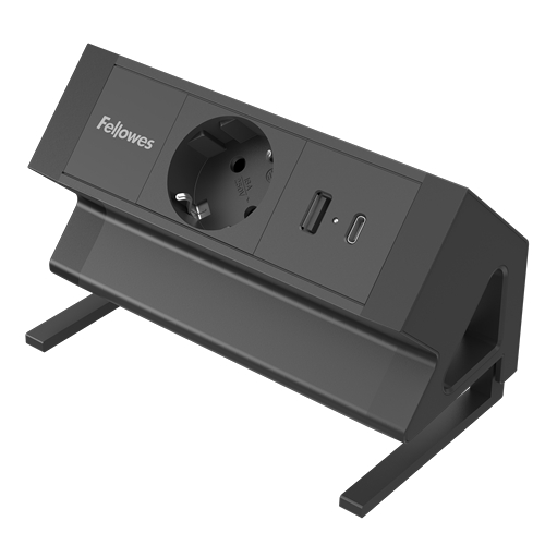 Fellowes Presa Multipla da tavolo a 1 presa - USB-A - USB-C - Cavo da 2 m - Morsetto per scrivanie da 10 a 45 mm - 8
