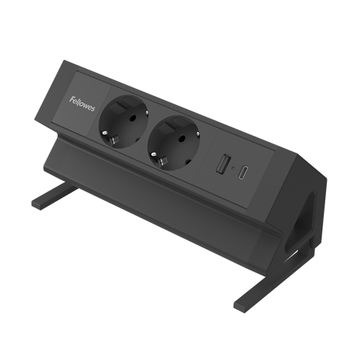 Fellowes Presa Multipla da tavolo a 2 prese - USB-A - USB-C - Cavo da 2 m - Morsetto per scrivanie da 10 a 45 mm - 8