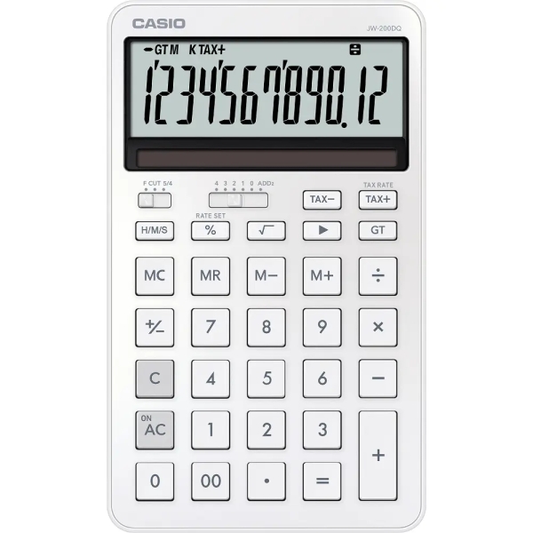 Casio JW-200DQ Calcolatrice da tavolo compatta con display LCD a 12 cifre - Calcolo di imposte