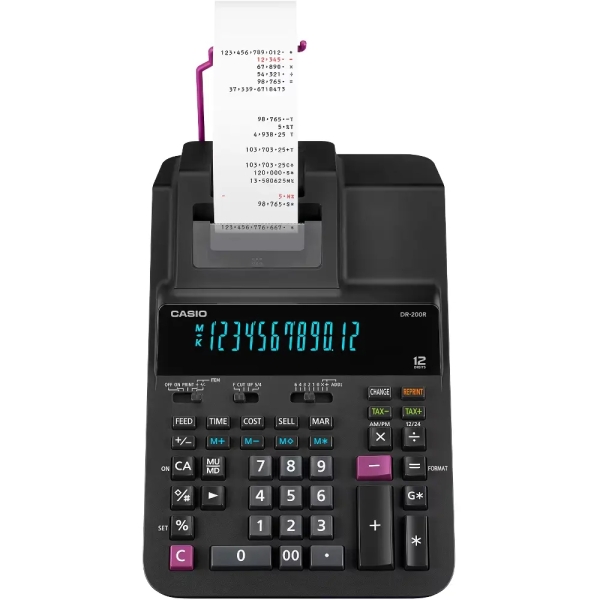 Casio DR-200R Calcolatrice stampante da tavolo con ampio display a 12 cifre - Stampa a 2 colori - 4