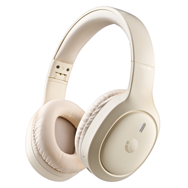 NGS Artica Tempest Cuffie Bluetooth 6.0 - Batteria rimovibile - Pieghevoli - Autonomia fino a 80 ore - Colore beige