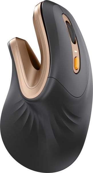 ProtoArc EM11 NL Mouse verticale ergonomico wireless - 2400 dpi - Bluetooth + 2,4 GHz - Batteria ricaricabile - Multidispositivo - Colore Nero e Oro