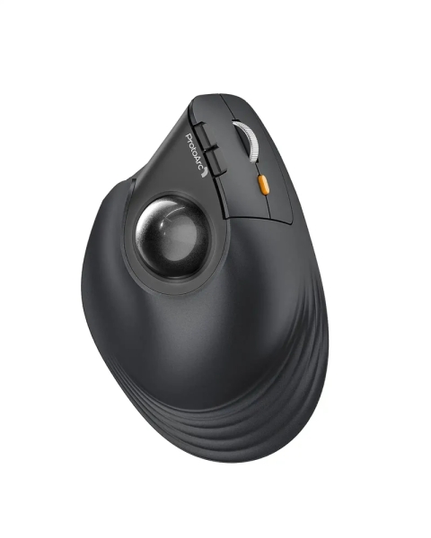 ProtoArc EM05 NL Mouse verticale trackball ergonomico wireless - 1600 dpi - Bluetooth + 2,4 GHz - Batteria ricaricabile - Multidispositivo - Colore Nero e Arancione