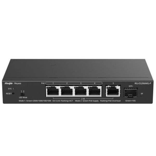 Switch Ruijie RG-ES206MG-P - 5 porte Ethernet fino a 2