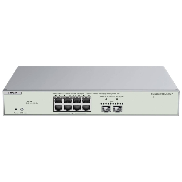 Ruijie RG-NBS3300-8MG2XS-P Switch gestito di livello 2 - 8 porte Ethernet fino a 2