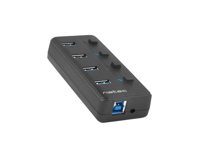 Hub USB Natec Mantis 2 - 4 porte USB 3.0 - Accensione/spegnimento individuale - Colore Nero