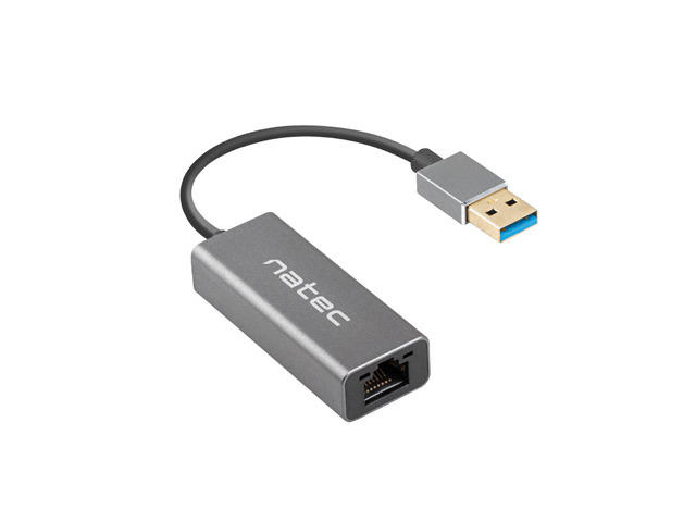 Natec Cricket Adattatore di rete Ethernet da USB 3.0 a RJ45 1 GB - Trasferimento dati veloce e affidabile - Colore grigio