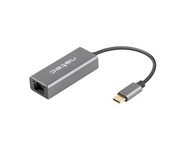 Natec Cricket Adattatore di rete Ethernet da USB-C 3.1 a RJ45 1 GB - Trasferimento dati veloce e affidabile - Colore grigio