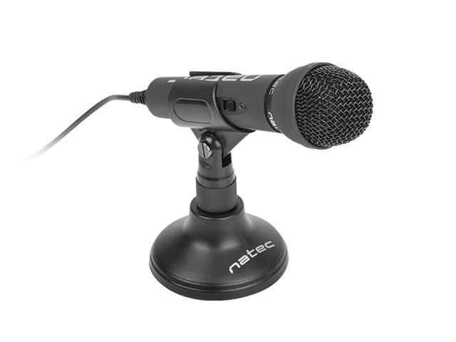 Natec Adder Microfono omnidirezionale da tavolo - Base a treppiede - Sensibilità di -55 dB - Colore Nero