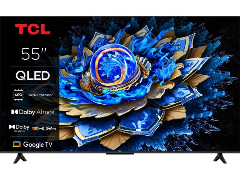 TCL 55T69C Smart TV 55" QLED UltraHD 4K HDR - Google TV - Wi-Fi, HDMI, USB 3.0, Ethernet, Bluetooth - VESA 200x200 mm