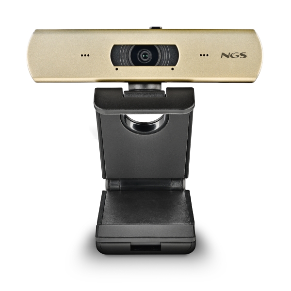 NGS XpressCam 4000 Webcam 4K USB 2.0 - 30 FPS - Filtro privacy - Microfono multidirezionale - Cavo da 1,50 m - Colore nero/oro