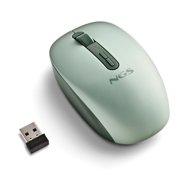 NGS Fog Dual Mouse wireless 1600 dpi - Bluetooth 5.2 e 2,4 GHz - 3 pulsanti - Silenzioso - Colore verde