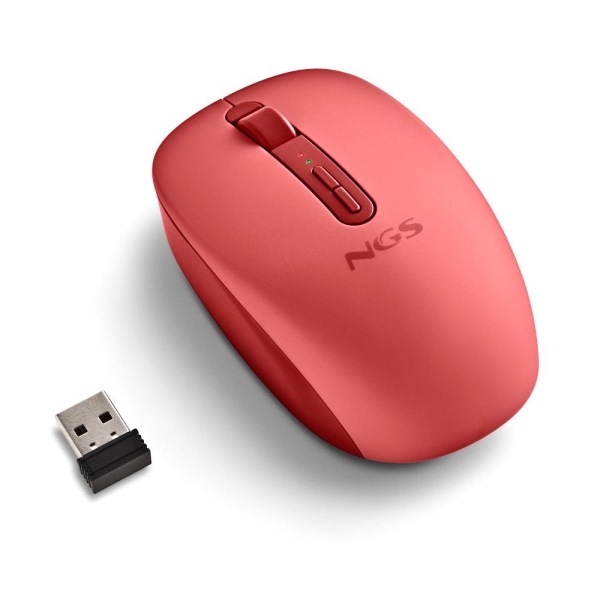 NGS Fog Dual Mouse wireless 1600 dpi - Bluetooth 5.2 e 2,4 GHz - 3 pulsanti - Silenzioso - Colore Rosso