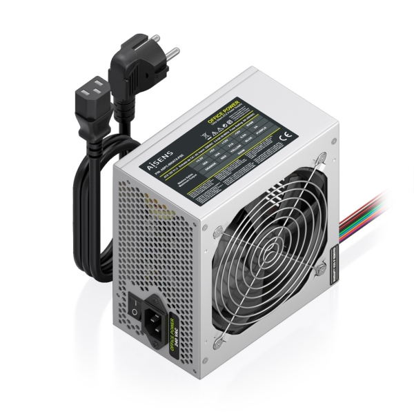 Aisens ASPC-500ATX-PSE Alimentatore 500W ATX - Ventola da 120 mm - OEM - Cavo di Alimentazione incluso - Colore Argento
