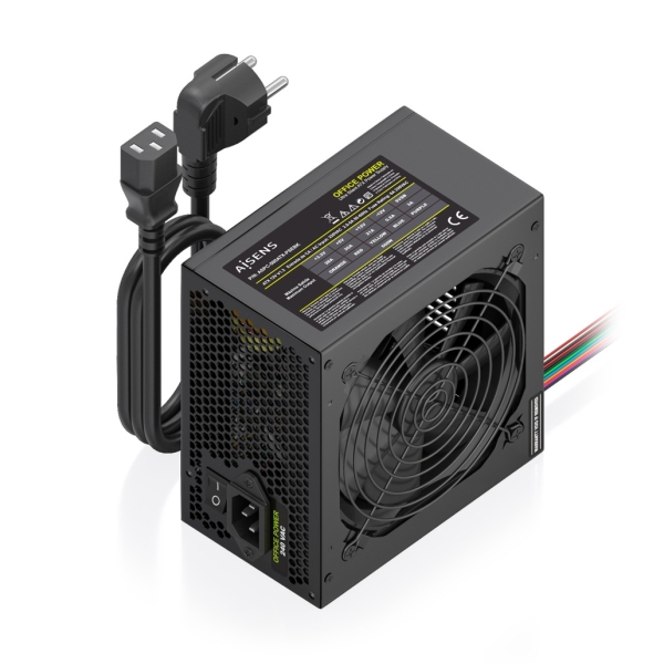 Aisens ASPC-500ATX-PSEBK Alimentatore 500 W ATX - Ventola da 120 mm - OEM - Cavo di Alimentazione incluso - Colore Nero