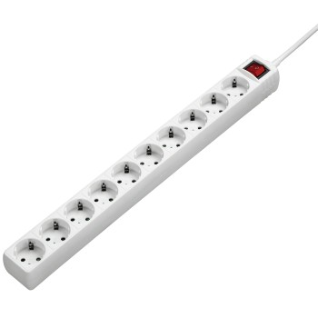 Hama Presa Multipla con 10 prese - Cavo da 3 m - Tensione 230 V - Interruttore illuminato - Colore Bianco