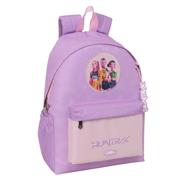Safta K-Pop Demon Hunters Iconic Zaino per laptop fino a 14,1" - Portabottiglie - Cerniera con doppio cursore - Manico - Tasca frontale - Imbottito - 31x43x13 cm - Colore lavanda