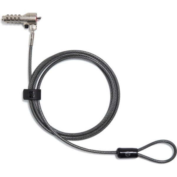 Cavo antifurto HP Nano - Combinazione programmabile a 4 cifre - Cavo in acciaio zincato da 1,83 m rivestito in vinile - Testina girevole