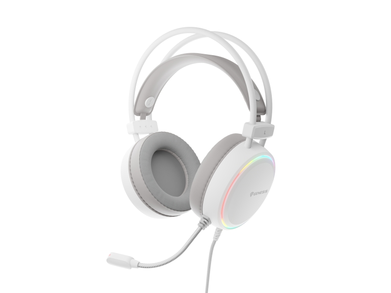 Cuffie da gioco Genesis Neon 613 G2 - Altoparlanti da 50 mm - Microfono a condensatore - RGB - Jack da 3,5 mm - Colore Bianco