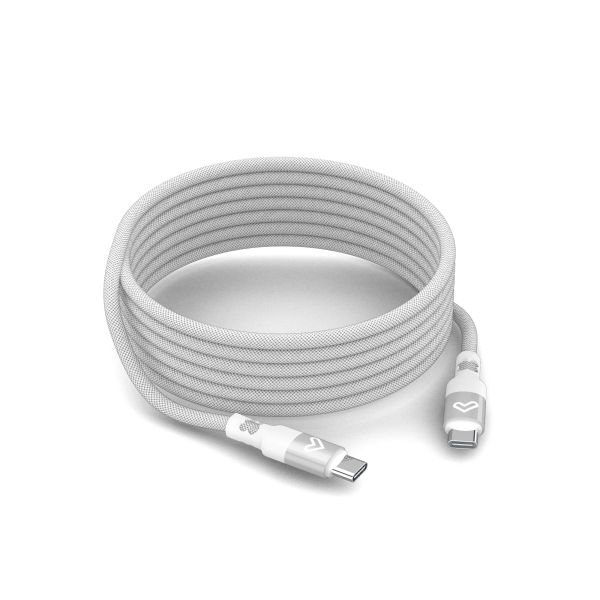 Energy Sistem Magnet Roll Cavo USB-C 2.0 - Fino a 60 W e 480 Mbps - Compatibile con Power Delivery - Rivestito in PVC e cotone - 1,5 metri - Colore Bianco