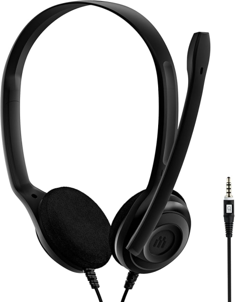 Epos PC 5 Chat Cuffie Stereo con microfono - Jack da 3,5 mm - Cavo da 2 m - Colore Nero