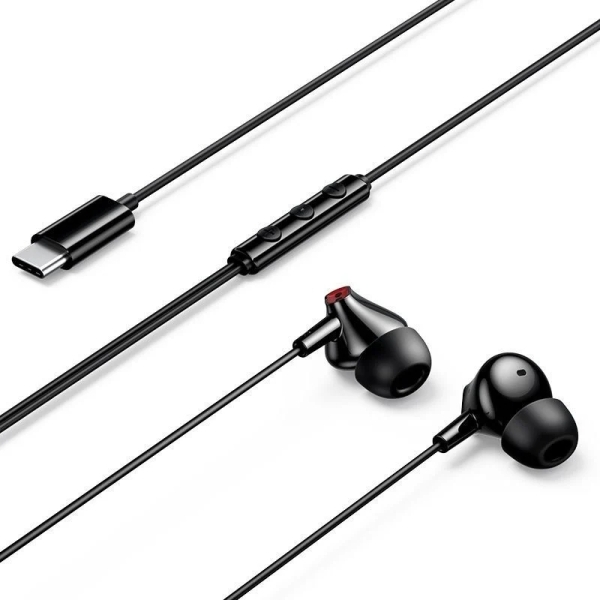 Vention Echo Lite Auricolari intrauricolari con cavo da 1,2 m - USB-C - Microfono integrato - Altoparlante da 12 mm - Colore: Nero