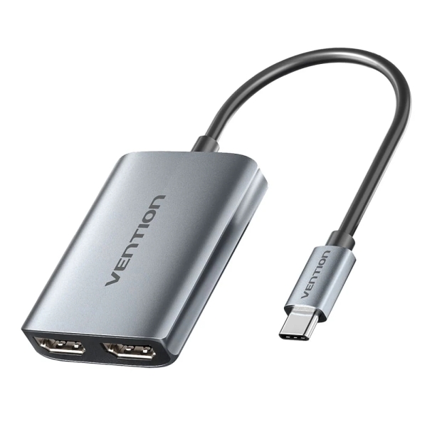 Adattatore USB-C a HDMI Vention - Funzione di estensione o duplicazione - Cavo da 15 cm - Risoluzione 4K - Alluminio e ABS - Colore Grigio
