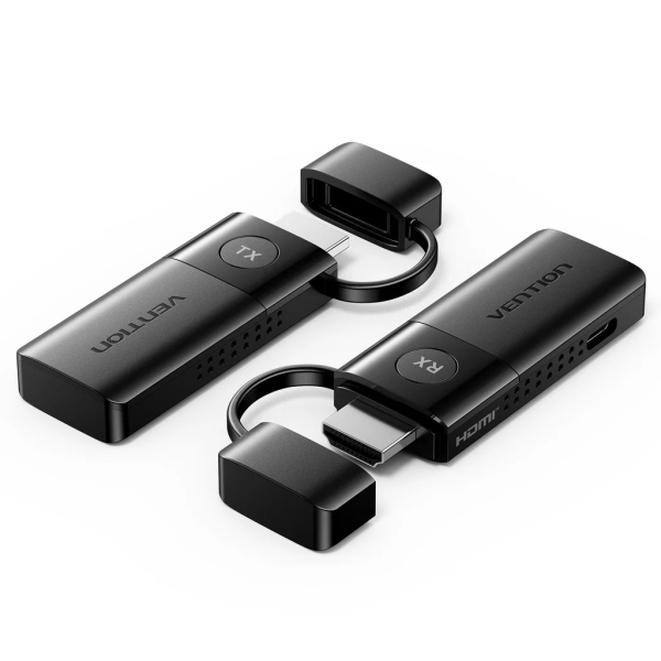 Vention Trasmettitore e ricevitore HDMI wireless - Risoluzione Full HD - Portata fino a 50 m - 2 cavi da USB a USB-C di 0,5 m inclusi - Colore Nero