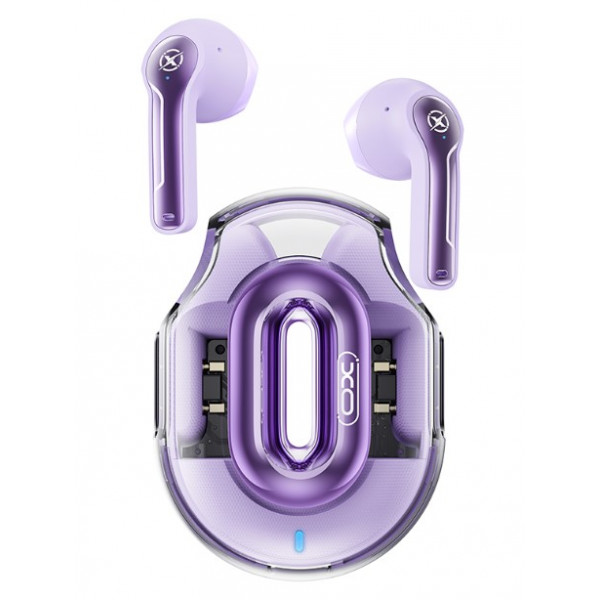 Auricolari TWS XO X43 - Bluetooth 5.4 - Autonomia fino a 18 ore con custodia - USB-C - Accoppiamento automatico - Compatti - Colore viola