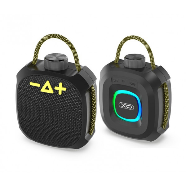 XO F77 Altoparlante portatile - IP66 - Bluetooth 5.3 - Batteria 1200 mAh - Torcia RGB - 7 effetti luminosi - AUX e scheda microSD - Vivavoce - ABS e tessuto - Colore Nero