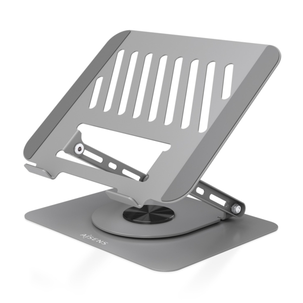 Aisens Supporto da tavolo XL per portatile/tablet - Girevole e regolabile - Rotazione a 360° - Pieghevole e compatto - Antiscivolo - Compatibile con schermi da 10-17" - Colore Grigio