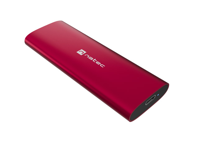 Natec Rhino Lite M.2 Box esterna per SSD M.2 - NVMe/PCIe - USB-C 3.2 - Compatibile con unità fino a 10 TB - Colore Rosso