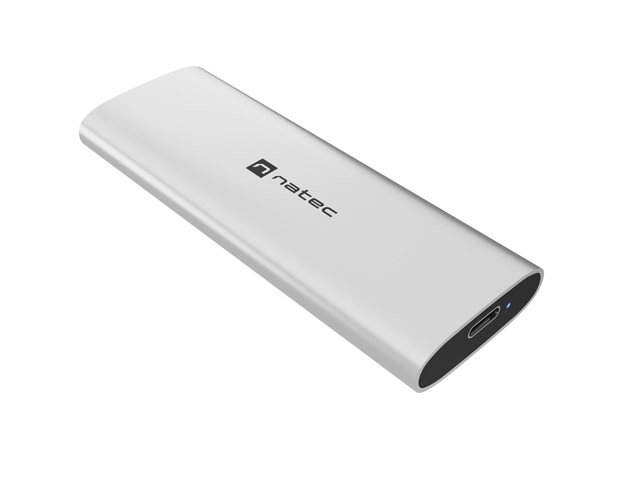 Natec Rhino Lite M.2 Box esterna per dischi SSD M.2 - NVMe/PCIe - USB-C 3.2 - Compatibile con dischi fino a 10 TB - Colore Argento