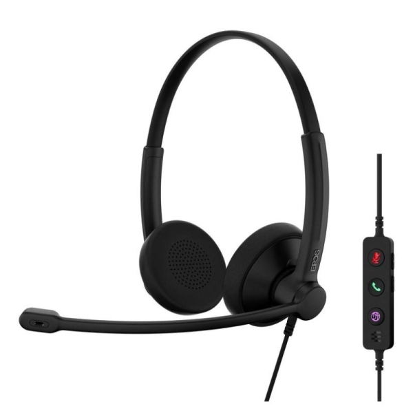 Epos Impact 100 UC USB Cuffie Stereo con microfono - Cancellazione del rumore - Cavo da 2 m - USB-C, USB-A - Colore Nero
