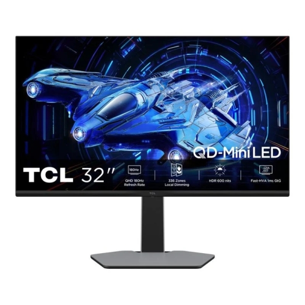 Monitor TCL 32G64 da 27" MiniLED - QHD - HDR600 - 180 Hz - Tempo di risposta 1 ms - VESA 100x100 - Colore Grigio